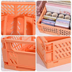 4 Color Organizing Storage Baskets Case Folding Student Desktop Basket Tape Stationery Plastic Foldable Container Storage Box-Serilas