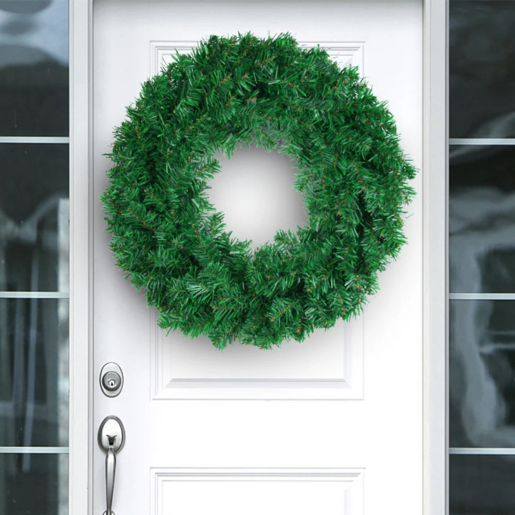 30/40/50cm Artificial Green Wreath PVC Wall Wreaths Seasonal Home The Wreath Christmas Ribbon Wreath Front Door Fall Wreaths-Serilas