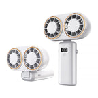 Handheld Personal Fan Compact Rechargeable Dual Fan Cooler Rechargeable Cooling Fan with Digital Display Personal Portable Fan-Serilas