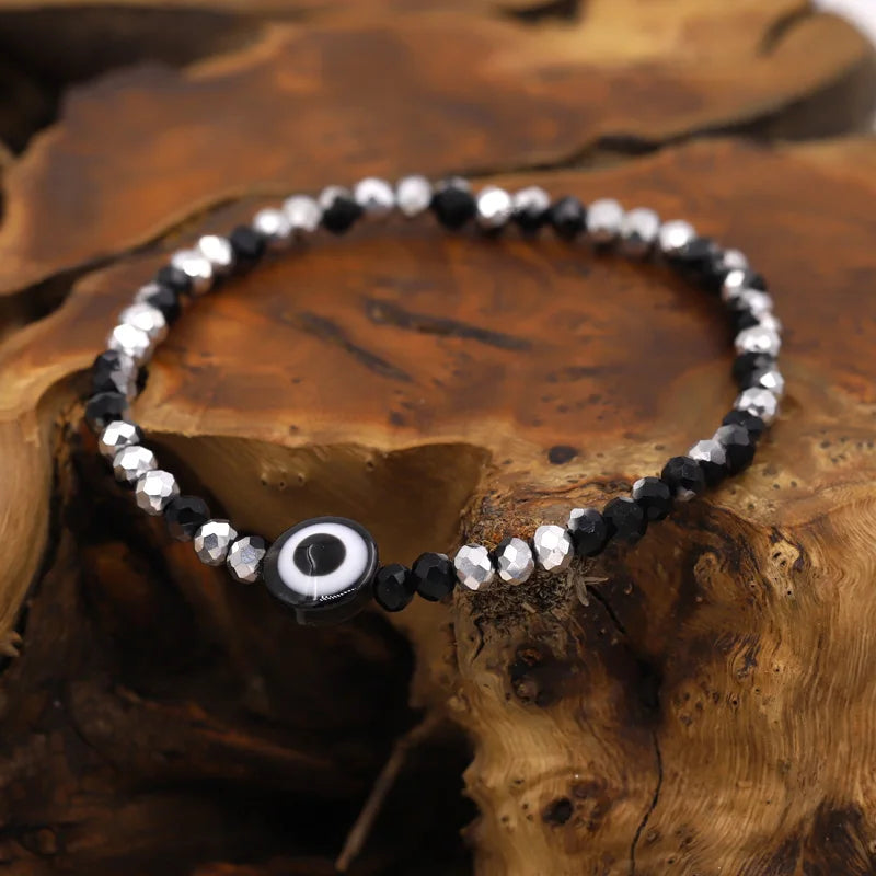 Multicolor Crystal Beaded Elastic Bracelets for Women Boho Jewelry Evil Eye Charm Bracelet Female Girl Gifts Wholesale-Serilas