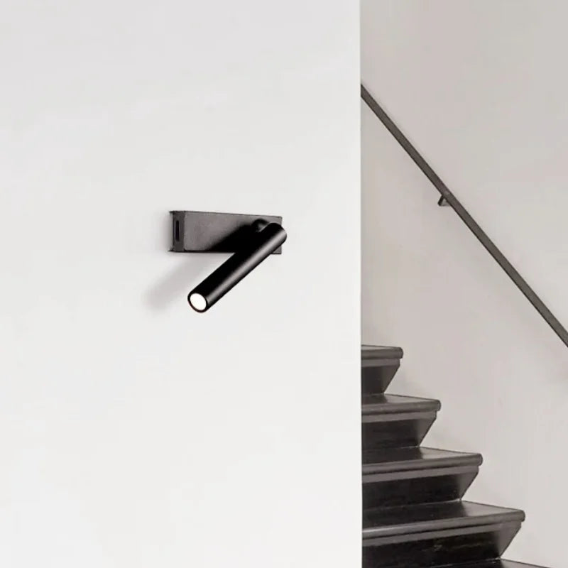 Minimalist wall lamp, living room bedroom wall rotatable spotlight, creative minimalist bedside lamp, USB interface reading lamp-Serilas