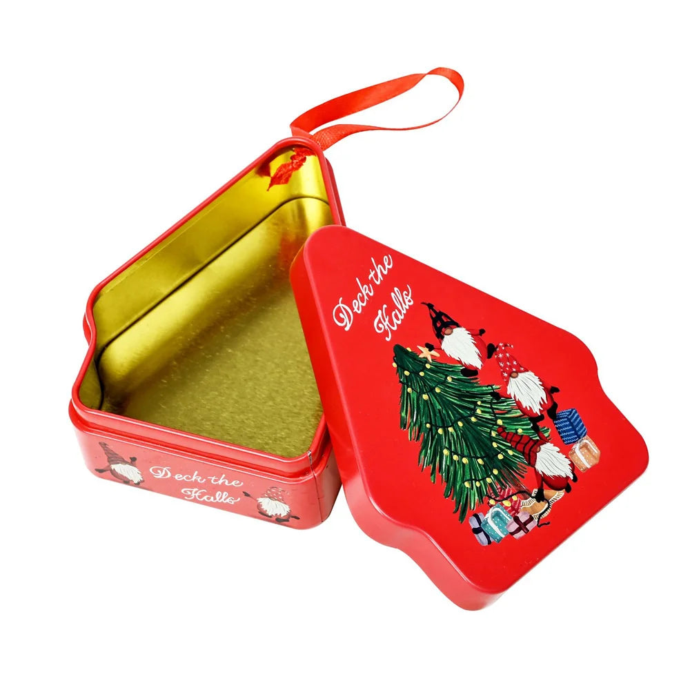 Christmas Tin Gift Box Cartoon Printed Tinplate Box Square Candy Storage Container for Xmas Holiday Packaging Supplies-Serilas