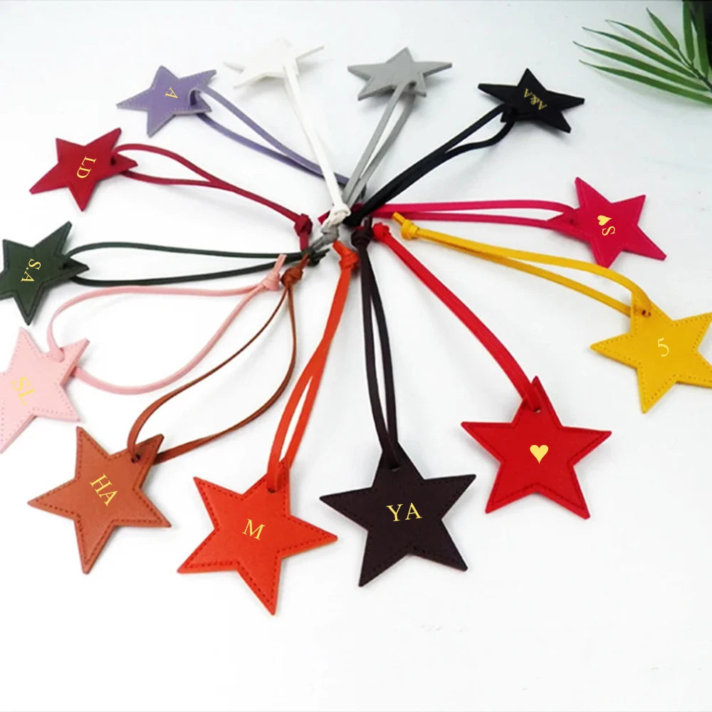 Personalized Letter Lucky Star Pendants For Bags Popular DIY Gift Custom Name Women Bag Charm Accessories Fashion Car Ornament-Serilas