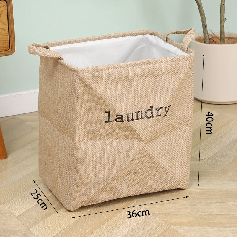 Jute Cloth Art Dirty Clothes Collection Basket Light Luxury Home Bathroom Foldable Laundry Basket Large Capacity Storage-Serilas