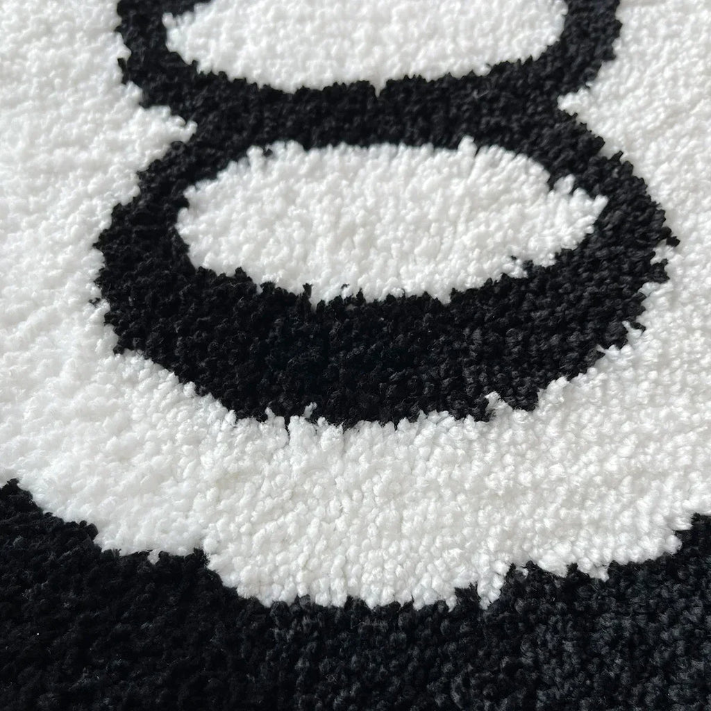 Plush Black 8 Ball Rug Creative Soft Anti-slip 8 Ball Carpet Round Skin Friendly 8 Ball Mat Hoom Decor-Serilas