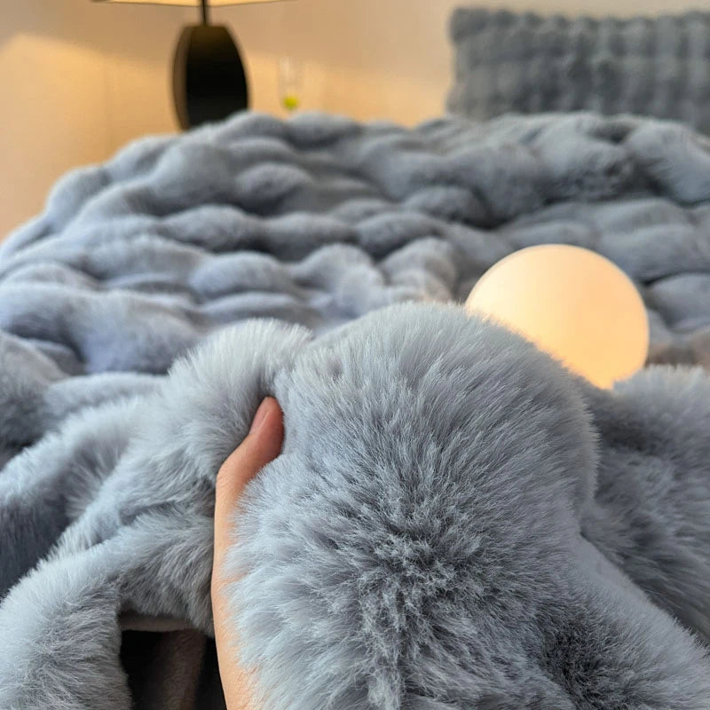 Luxury Faux Fur Rabbit Fur Thickened Blanket, Winter Soft Blanket Throw for Home Bed Sofa Cover 100X150cm 150X200cm 200X230cm-Serilas