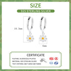SOFTPIG Real 925 Sterling Silver Flower Pendant Hoop Earrings For Women Cute Plant Fine Jewelry Minimalist Accessories-Serilas
