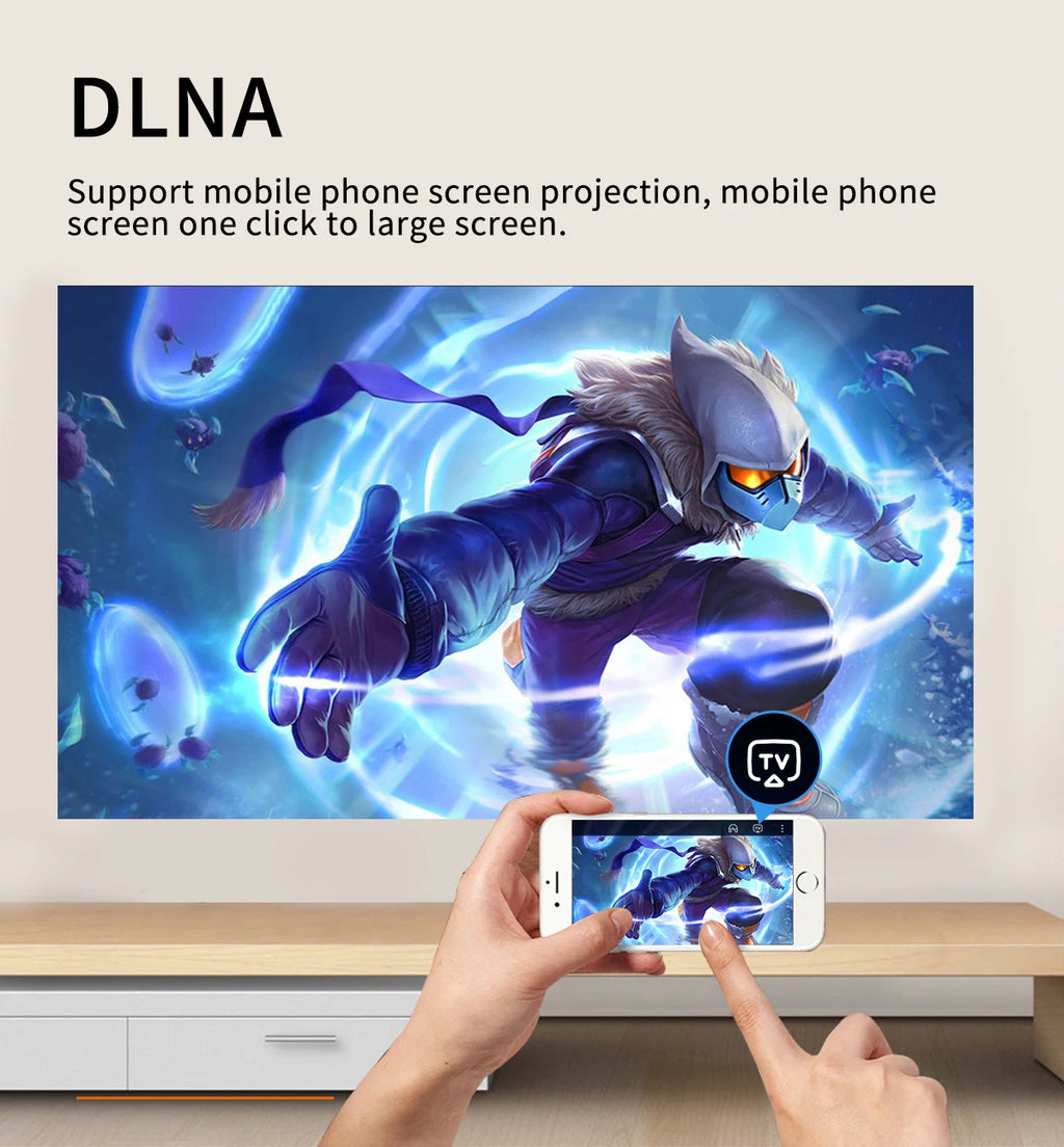 Smart Projector WIFI Mini Portable Home Theater Mobile Phone Same Screen Projector Support 4K LED Home Video Projector &Speaker-Serilas