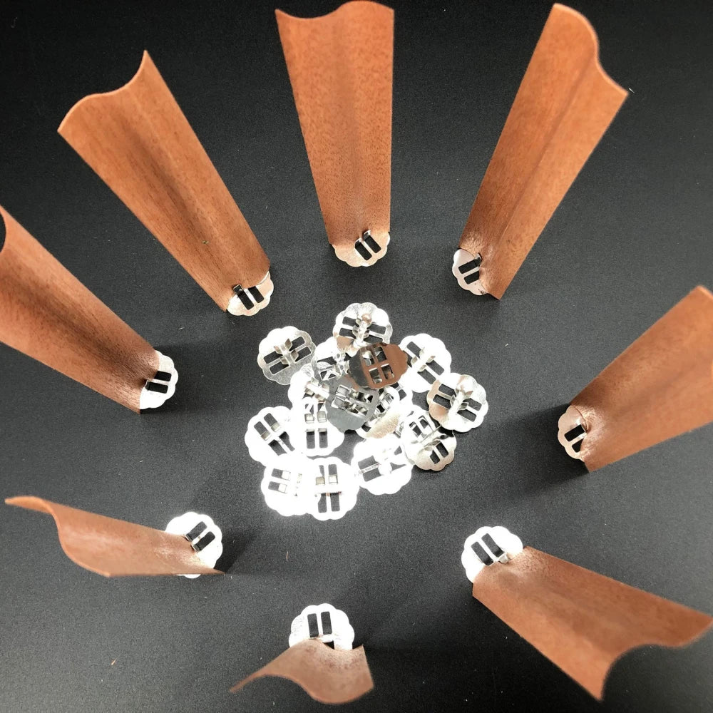 10 Pcs Flame Shaped Natural Wooden Wicks with Base Holder Candle Wick Wax Core Craft Candle Making Supplies Wave Soy Parffin Wax-Serilas