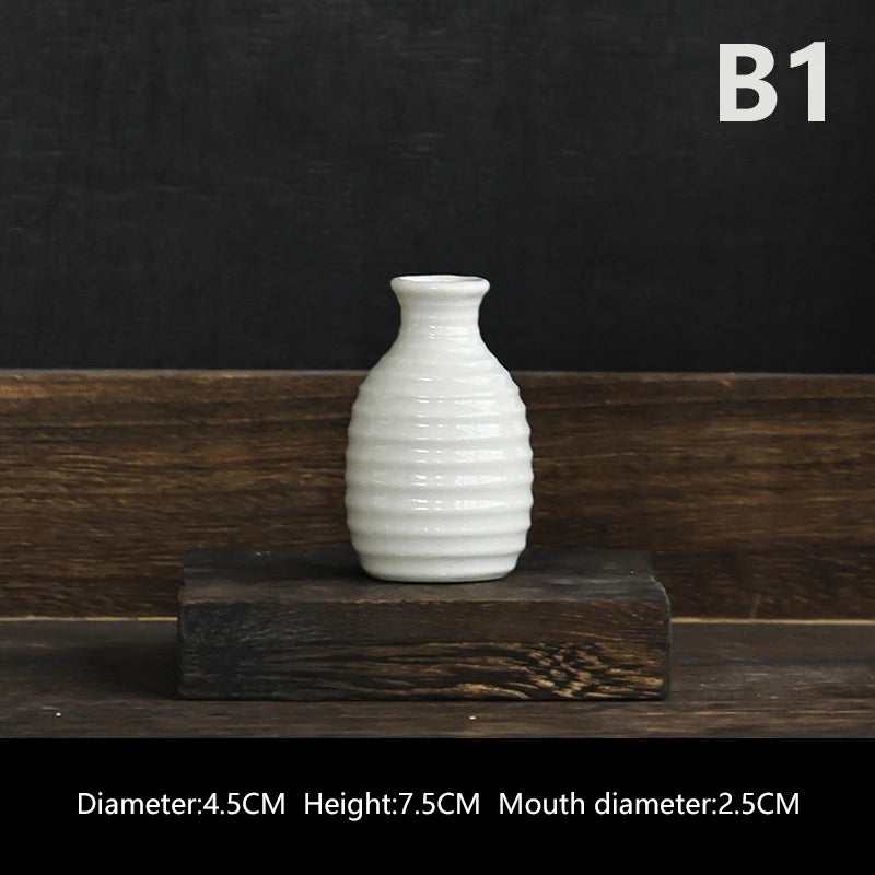 Ins Ceramics Flower Vase Nordic Hydroponics Vases Creative Room Decor Mini Flower Plant Bottle Pots Table Ornament Colorful Vase-Serilas