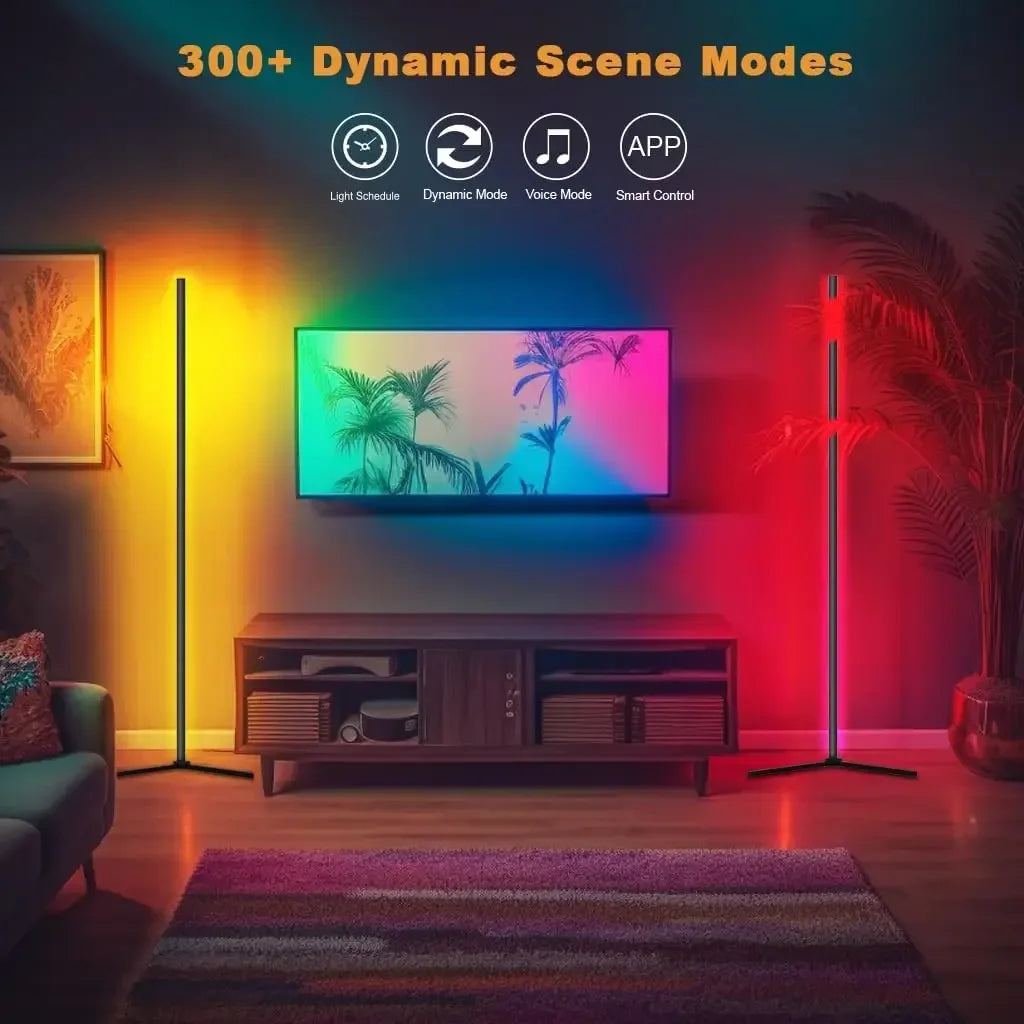 Smart RGB Dream Color Dimmable Corner Floor Lamp Stand Smart APP LED Mood Light for Bedroom Gaming Living Home Decor-Serilas