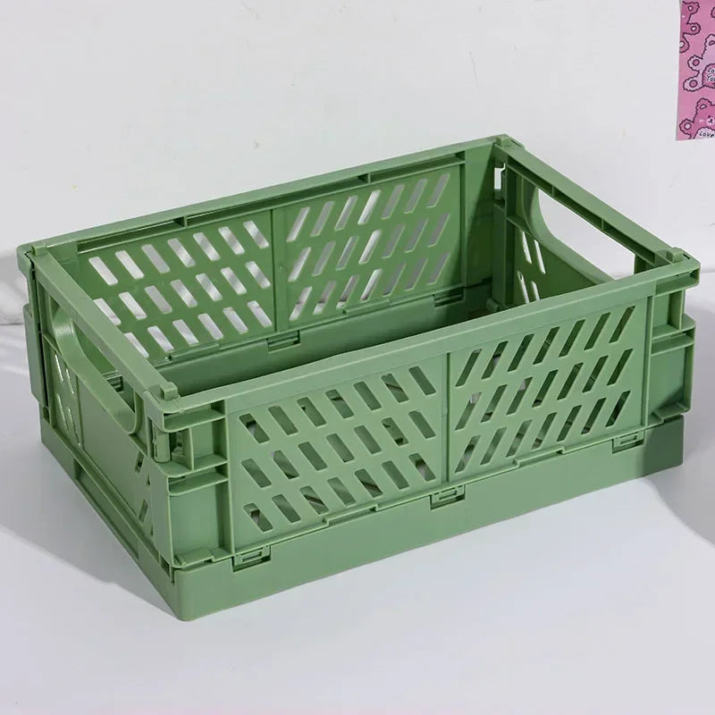 4 Color Organizing Storage Baskets Case Folding Student Desktop Basket Tape Stationery Plastic Foldable Container Storage Box-Serilas