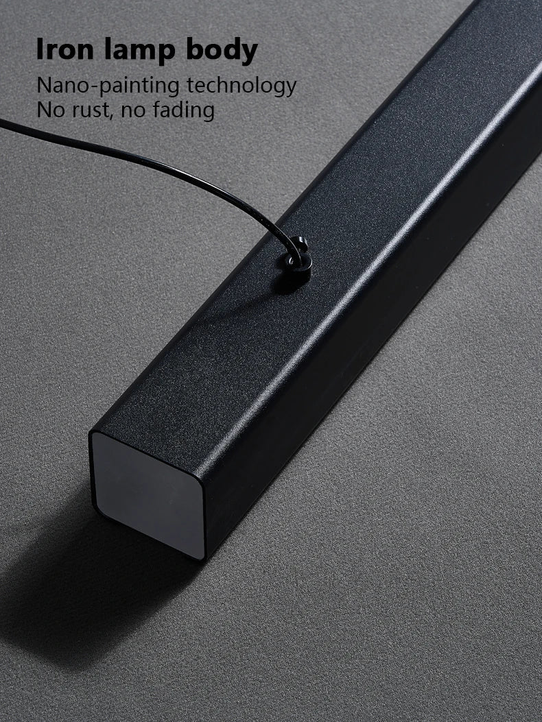 Modern LED linear chandelier for dining room office white bar pendant lights kitchen island lighting black minimalist lamp