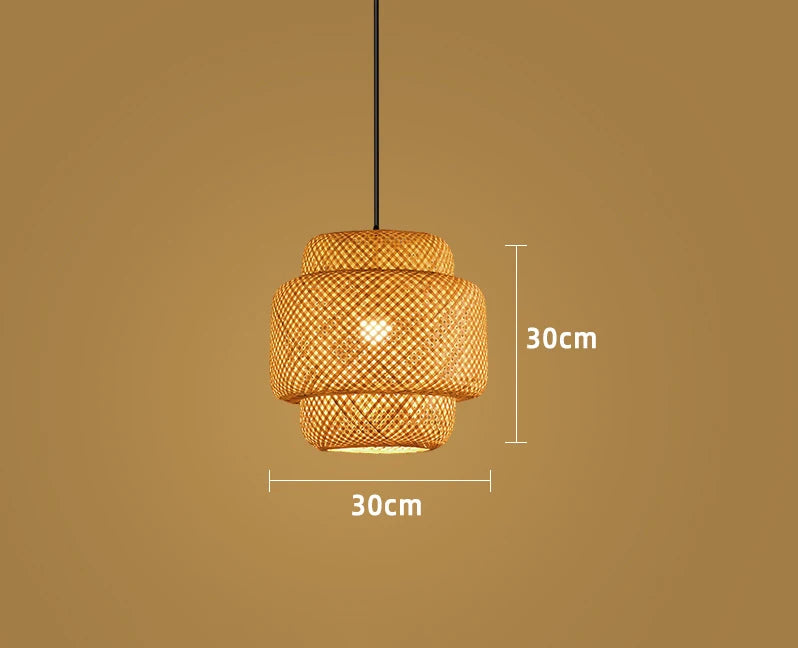 BambuAura™ Hand-Woven Bamboo Rattan Pendant Lantern