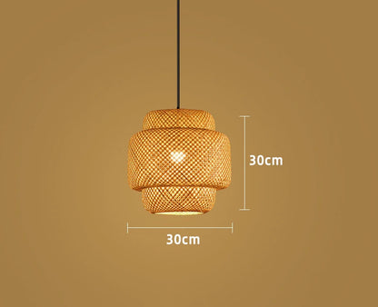 BambuAura™ Hand-Woven Bamboo Rattan Pendant Lantern