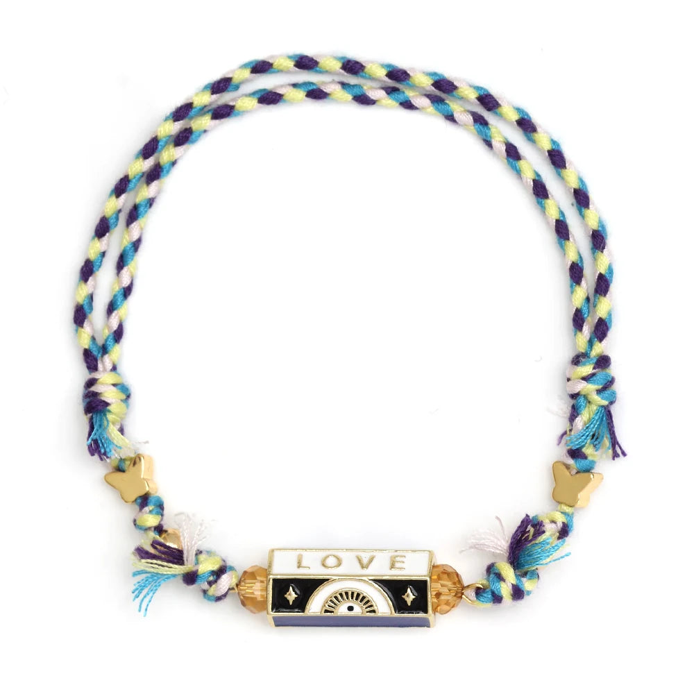 Lucky Eye Copper Enamel Turkish Evil Eye Charm Bracelet DIY Adjustable Rope Chain Bracelet for Women Men Girls Fashion Jewelry-Serilas