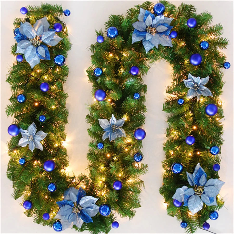 2.7M 5 Colors Christmas Decorations Garland Decoration Rattan Lights Wreath Decorated Mantel Fireplace Stairs Wall Door Decor-Serilas