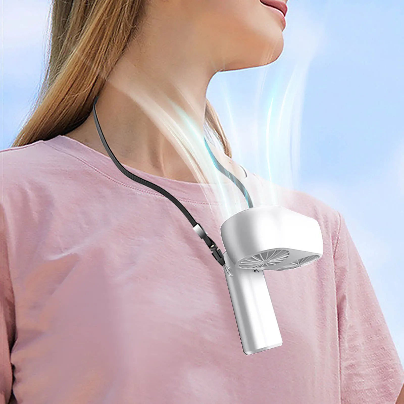 Handheld Personal Fan Compact Rechargeable Dual Fan Cooler Rechargeable Cooling Fan with Digital Display Personal Portable Fan-Serilas