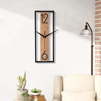 Rectangular wood grain wall clock for quiet decoration in homes and offices used in living rooms bedrooms and dining rooms-Serilas