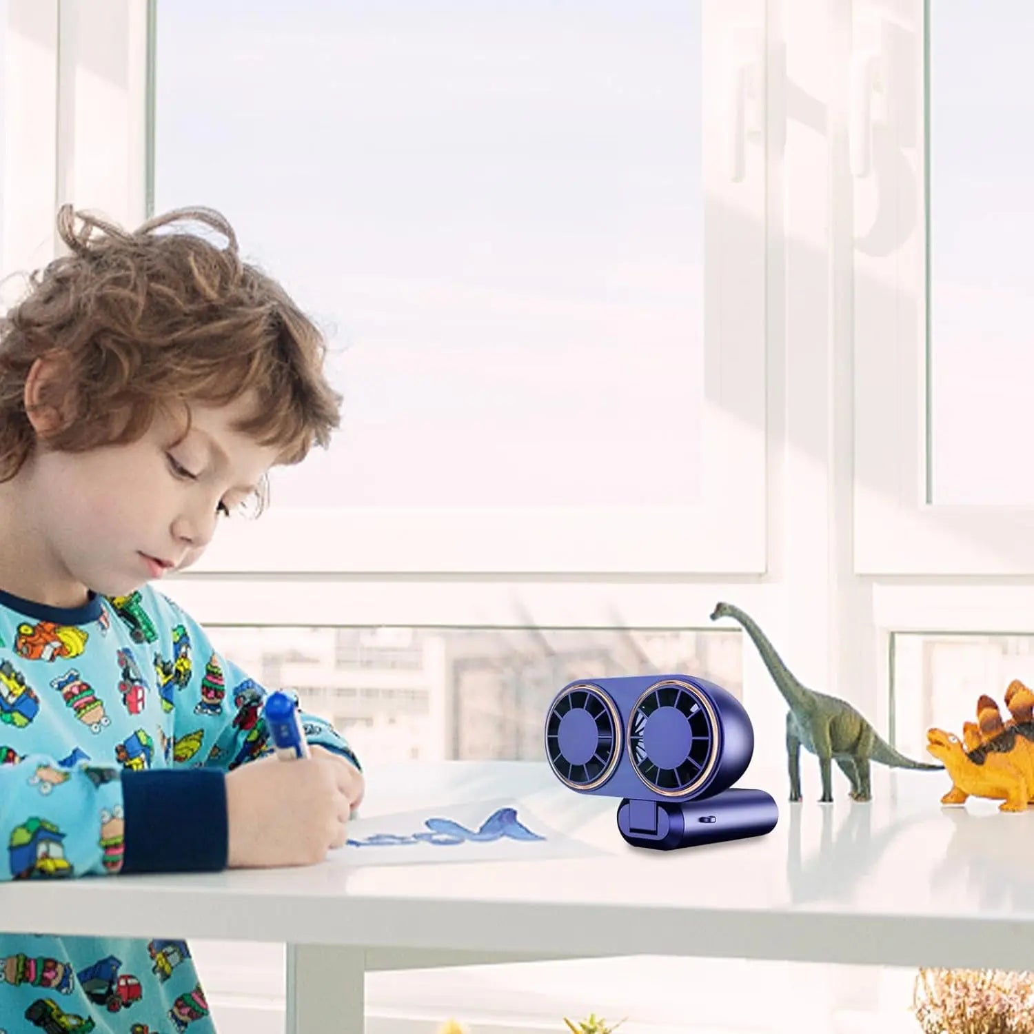 Handheld Personal Fan Compact Rechargeable Dual Fan Cooler Rechargeable Cooling Fan with Digital Display Personal Portable Fan-Serilas