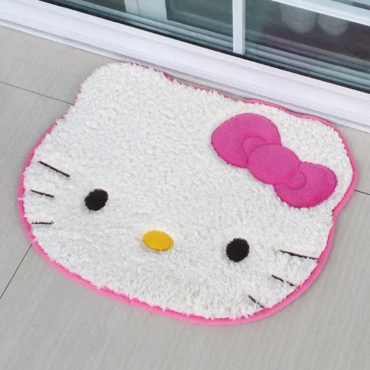 50x60cm Kawaii Hello Kitty Cartoon Rug Anime Kt Cat Plush Floor Mat Bathroom Non-Slip Carpet Car Cushion Soft Living Room Decor-Serilas
