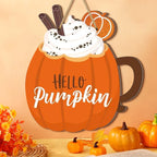 Adorable Pumpkin - Shaped Decor: "Hello Pumpkin" with Cream, Cinnamon Sticks & Ginger Slice-Serilas