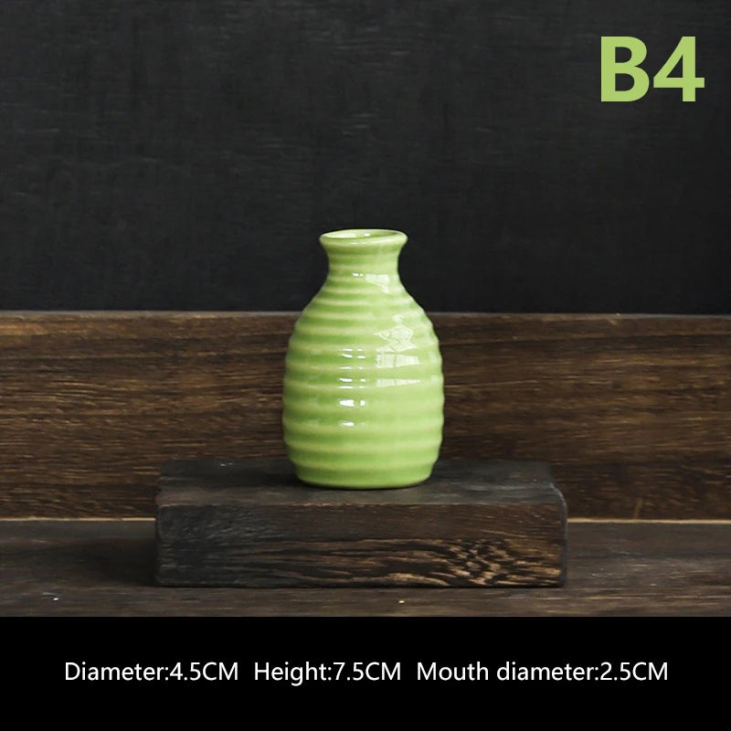 Ins Ceramics Flower Vase Nordic Hydroponics Vases Creative Room Decor Mini Flower Plant Bottle Pots Table Ornament Colorful Vase-Serilas