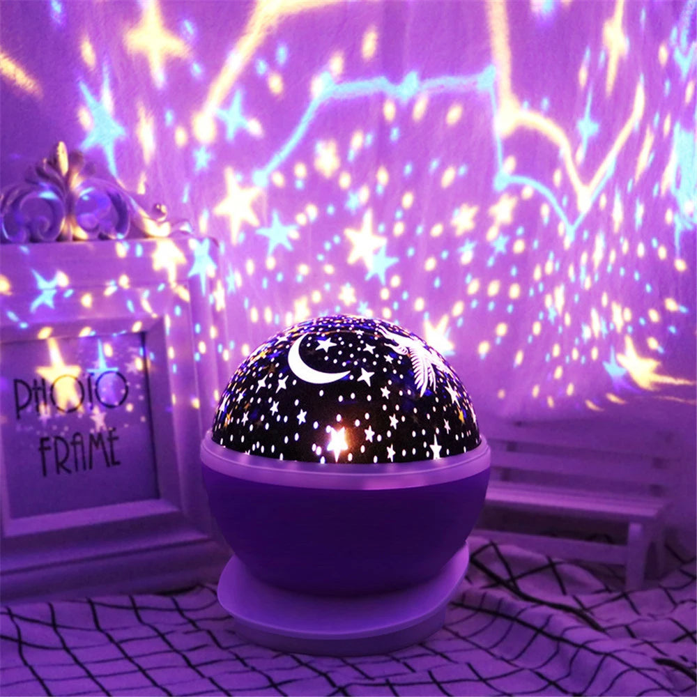 Night Lamp Projector Starry Sky Night Light Projector Baby Lamp Decor Rotating Starry Nursery Moon Galaxy Projector Table Light-Serilas