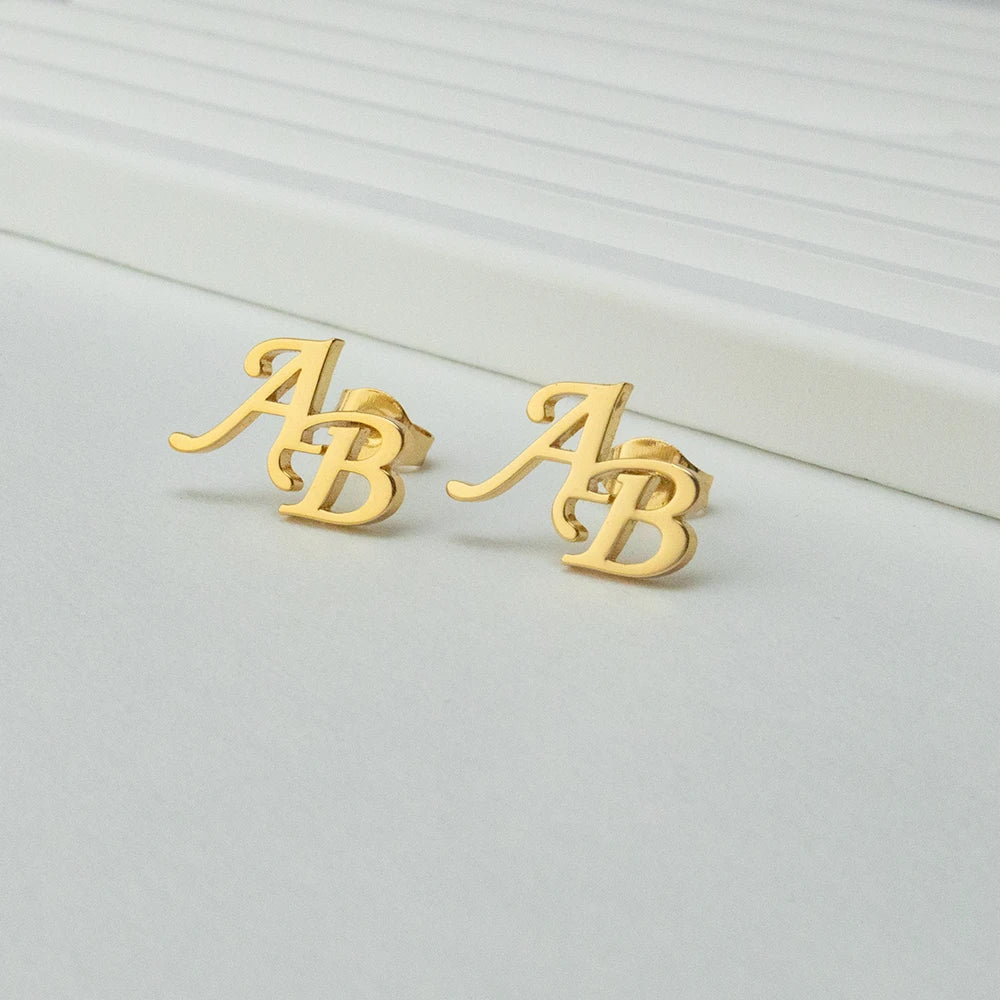 Personalized Initial Name Earrings Exquisite Stainless Steel Customized Earrings Commemorative Gift for Mom and Women's Friends-Serilas