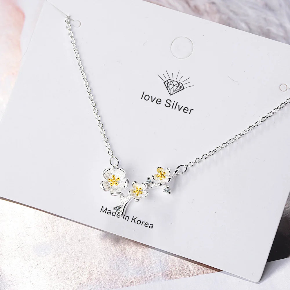 925 Sterling Silver Flower Pendant Necklace For Women Fashion Chain Luxury Quality Fine Jewelry Accesories Wholesale GaaBou-Serilas