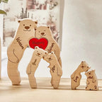 Personalized Family Bear Puzzle Decor Custom Names Fits 2-6 Names Rustic Wooden Bears Seasonal Décor for Mother's & Father's Day-Serilas