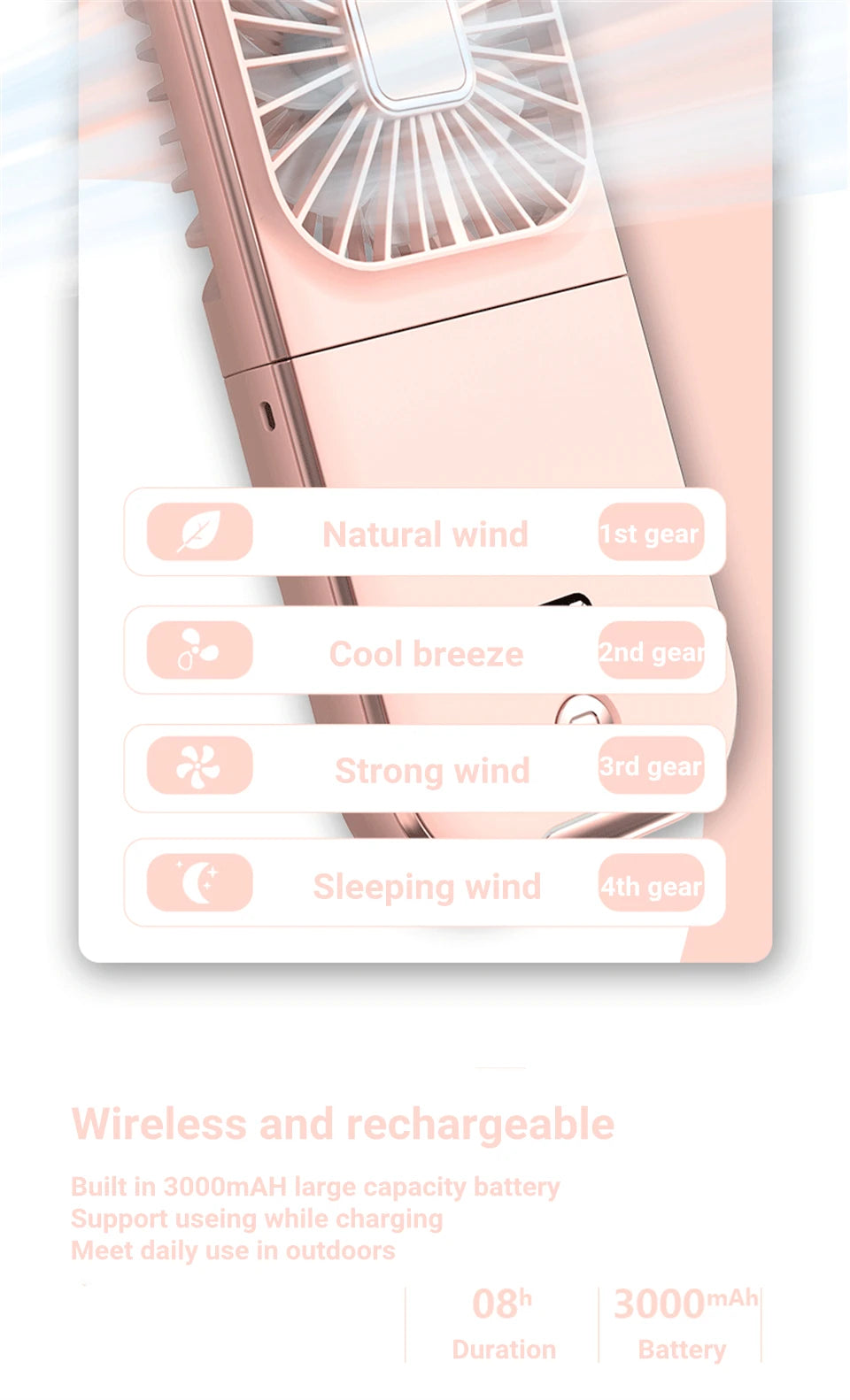 Foldable Hanging Neck Fan Cooling Desktop Refrigeration Handheld USB Mini Fan Camping Mute Ventilador Air Cooler for Sports-Serilas