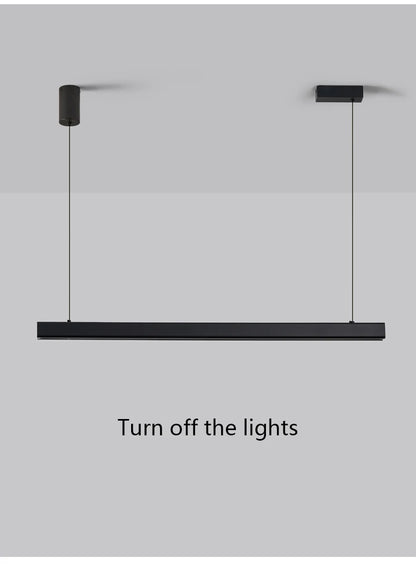 Modern LED linear chandelier for dining room office white bar pendant lights kitchen island lighting black minimalist lamp
