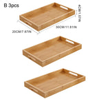 Wide Bamboo Organizer Tray Storage Bin with Handles for Cutlery Serving Spoons Cooking Utensils Teapot Teacup-Serilas