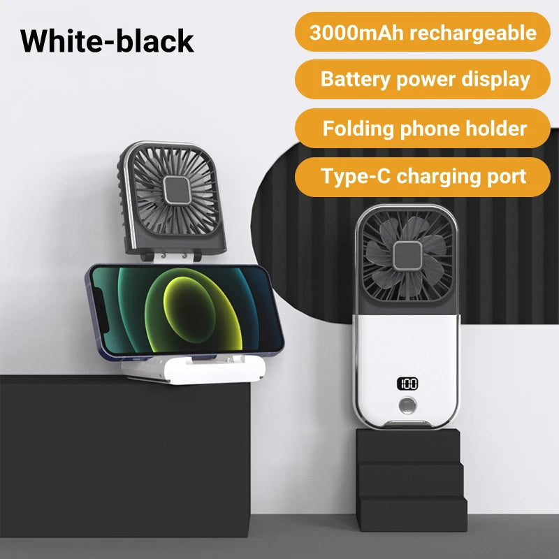 Foldable Hanging Neck Fan Cooling Desktop Refrigeration Handheld USB Mini Fan Camping Mute Ventilador Air Cooler for Sports-Serilas