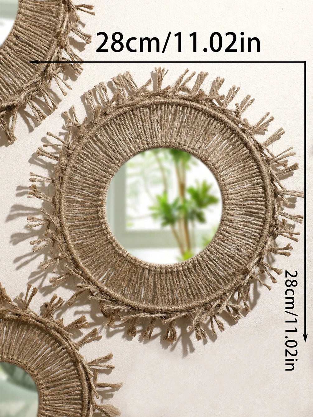 Hanging Woven Cloth Wall Basket Handmade Decorative Rustic Boho Wall Baskets Decor Home Farmhouse Wicker Round Seagrass Baskets-Serilas