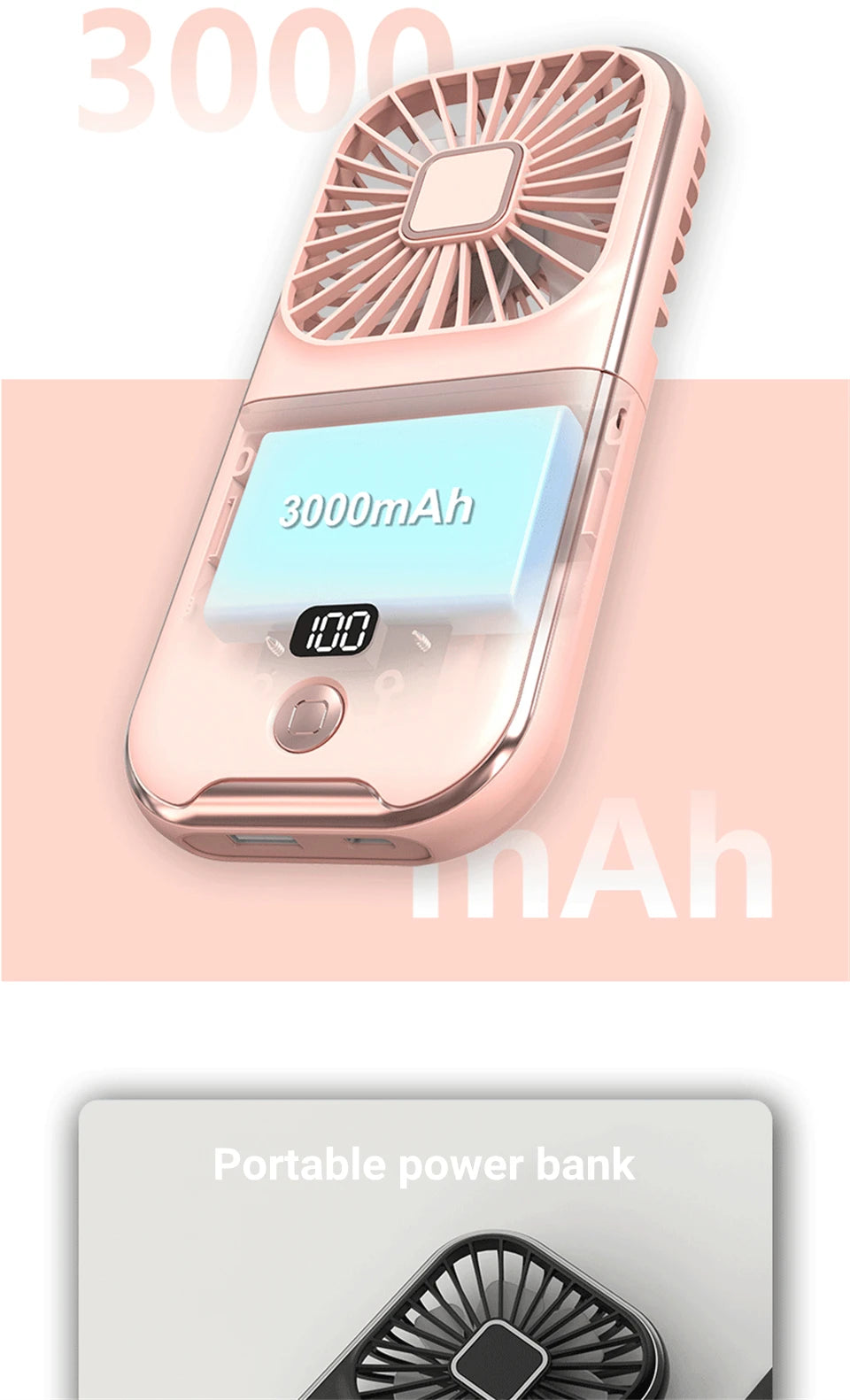 Foldable Hanging Neck Fan Cooling Desktop Refrigeration Handheld USB Mini Fan Camping Mute Ventilador Air Cooler for Sports-Serilas