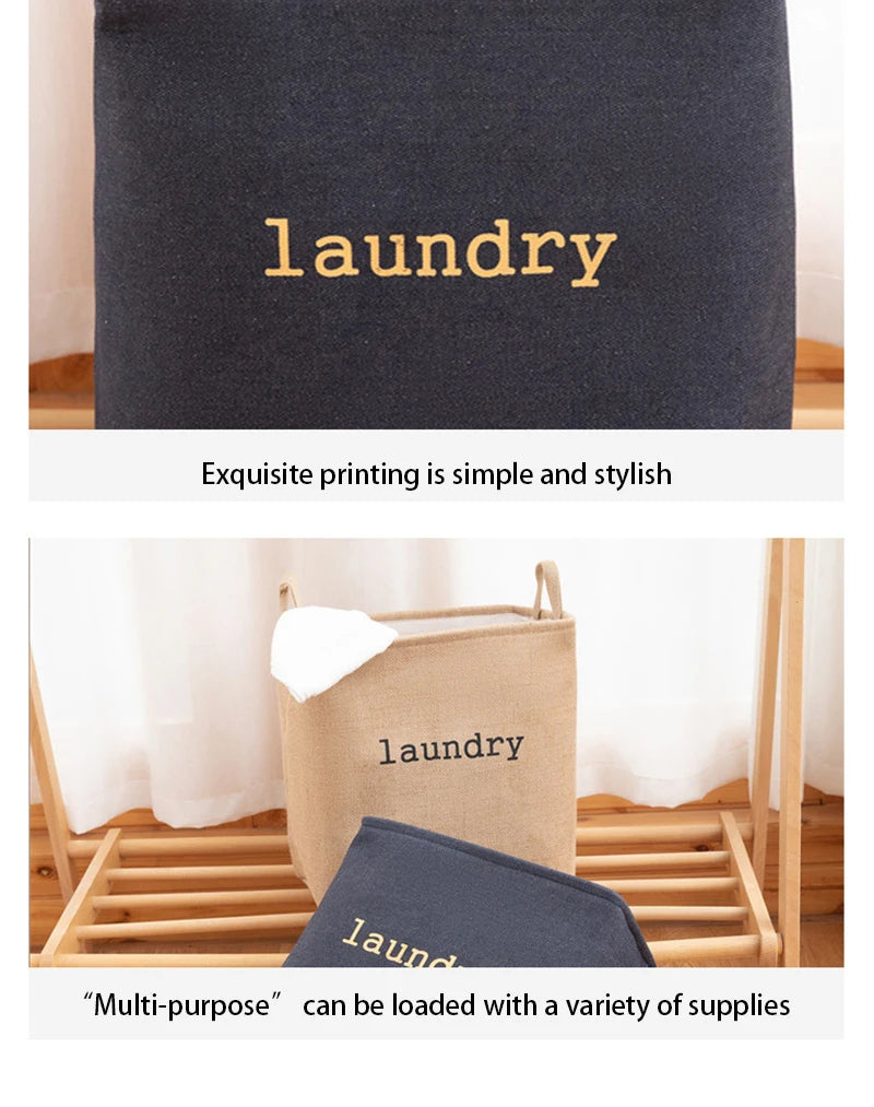 Jute Cloth Art Dirty Clothes Collection Basket Light Luxury Home Bathroom Foldable Laundry Basket Large Capacity Storage-Serilas