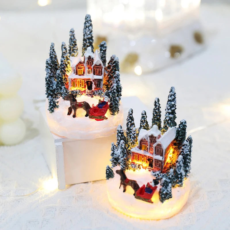 Christmas Decorations  LED Night Lights Luminous Micro Landscape House Children's Creative Gift Christmas New Year Ornaments-Serilas