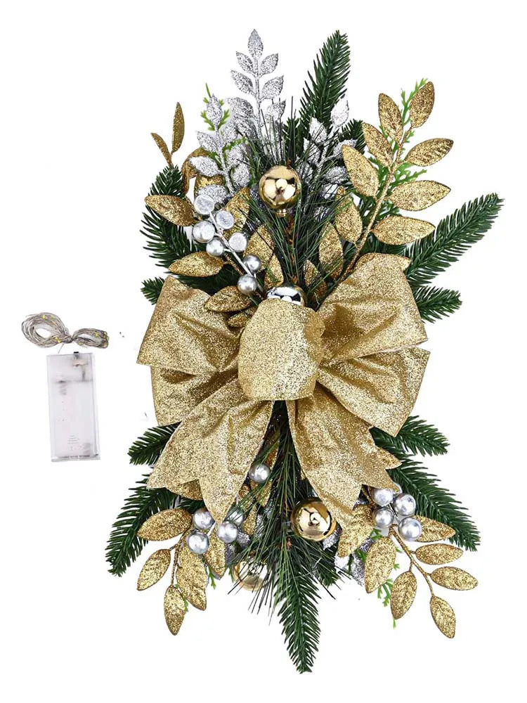 Christmas Staircase Decoration Wreath DIY Indoor Outdoor Garland Decoration With LED Decoration Prop Evening Party Dress Up Prop-Serilas
