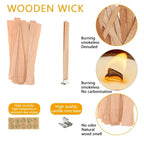 20pcs Wooden Candles Wick DIY Candle Making Kit Smokeless Candle Core with Clip Base Handmade Candle Wood Core Candlewick-Serilas