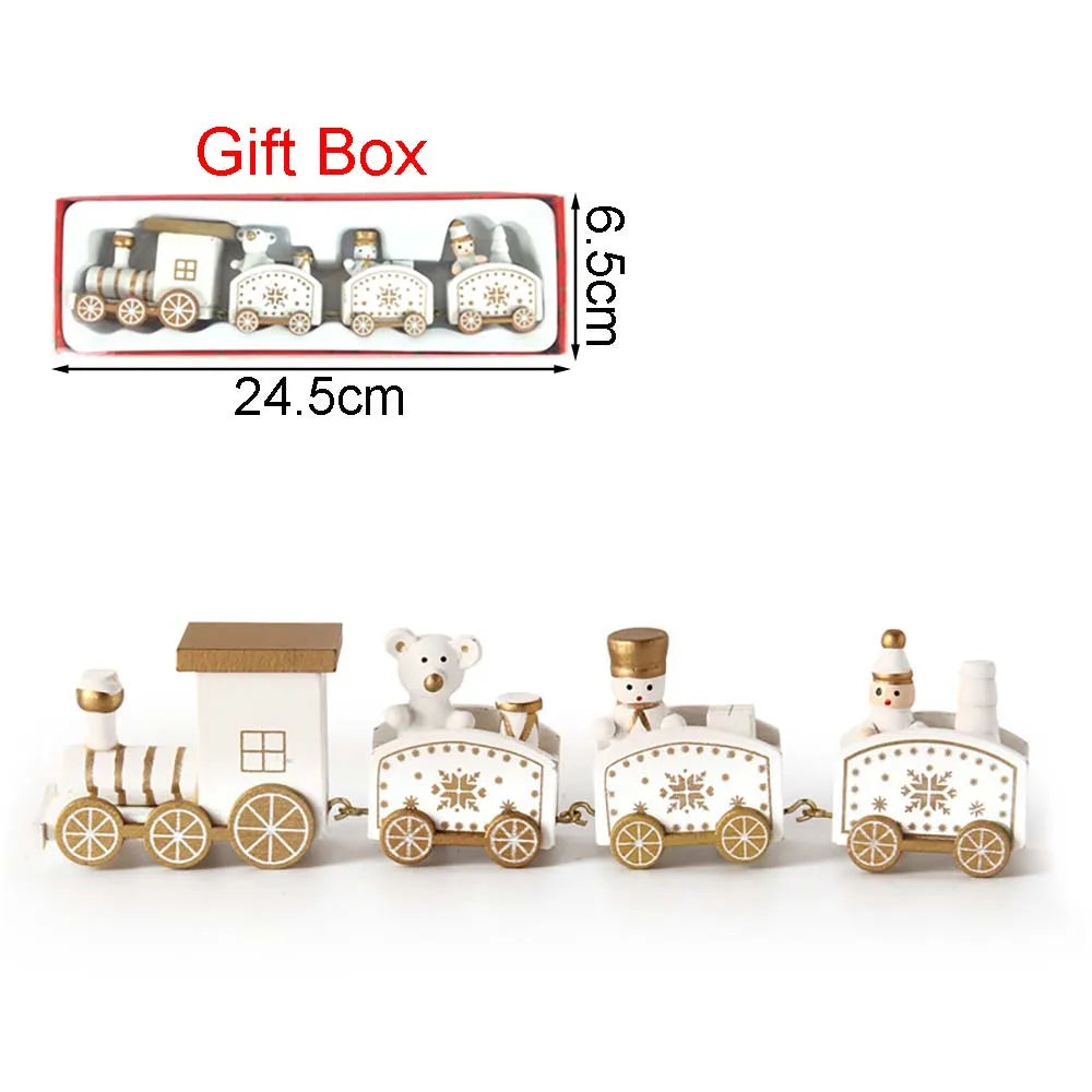 Christmas Wood Train Decoration,Christmas Ornaments With Moving Train,Home Noel,Happy New Year 2025 Gifts-Serilas