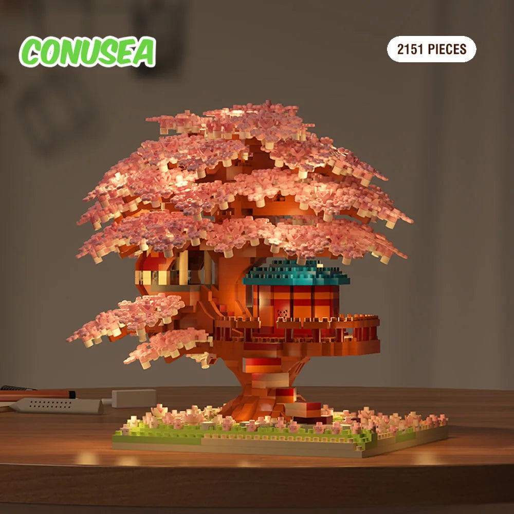 Christmas Gifts DIY Flowers Tree House Micro Building Blocks Block Assembly Brick Handmade Girls Girlfriend Birthday gift kids-Serilas