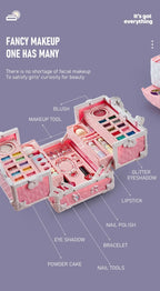 Kids Makeup Kit Little Girls 49 Pcs Washable Makeup Kit Real Girl Princess Make Up Kit with Cosmetic Case Play Set Birthday Gift-Serilas