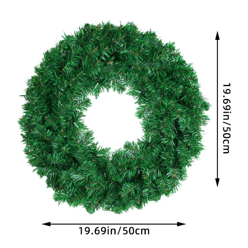 30/40/50cm Artificial Green Wreath PVC Wall Wreaths Seasonal Home The Wreath Christmas Ribbon Wreath Front Door Fall Wreaths-Serilas