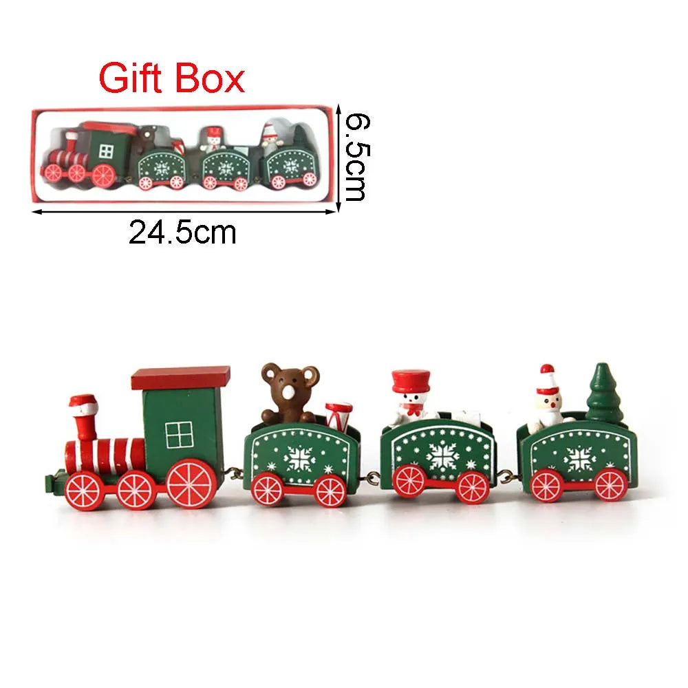 Christmas Wood Train Decoration,Christmas Ornaments With Moving Train,Home Noel,Happy New Year 2025 Gifts-Serilas