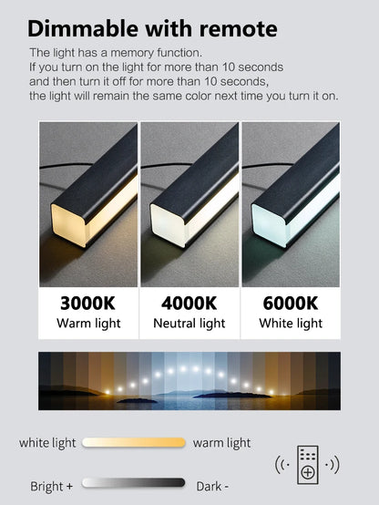 Modern LED linear chandelier for dining room office white bar pendant lights kitchen island lighting black minimalist lamp