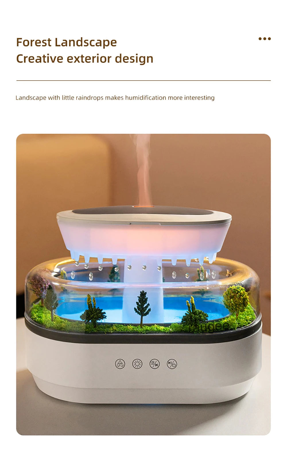 Aroma Air Humidifier Fragrance Essential Oil Diffuser for Home Raindrop Model Aroma Diffuser Humidifier with LED Colorful Light-Serilas