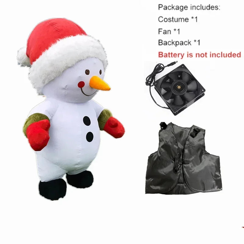 Inflatable Santa Claus Snowman Deer Mascot Costume Adult Fancy Dress Christmas Party Kawaii Mascot Costume Carnival Costumes-Serilas