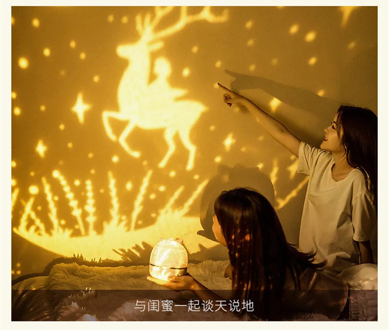 Starry Projector Night Light Rotating Sky Moon Lamp Galaxy Lamp Home Bedroom Decoration Starlight Christmas Lights for Kids Gift-Serilas